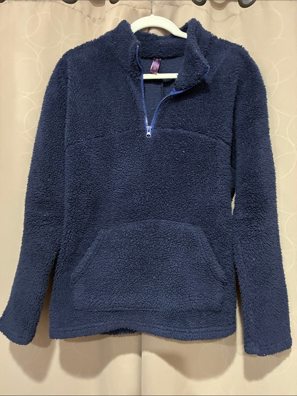 AdoreMe Cozy Navy Sherpa Half-Zip Pullover